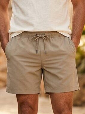 Members Mark Tech Pull On Shorts Size L Khaki Stretch Athletic Casual